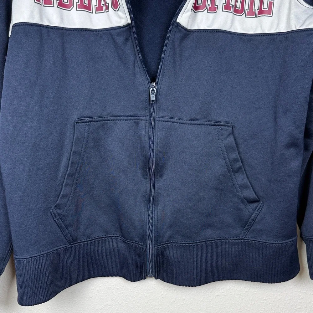 Abercrombie & Fitch Track‎ Jacket Spellout Womens M Navy Full Zip Athletic Read
